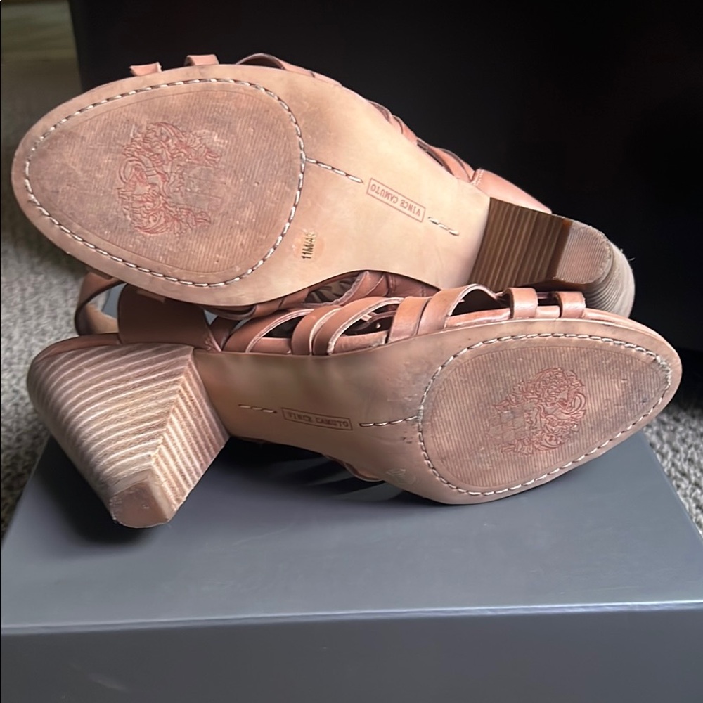 Vince Camuto Elishan Tan Leather Heeled Sandals. Size 11 - Picture 6 of 7